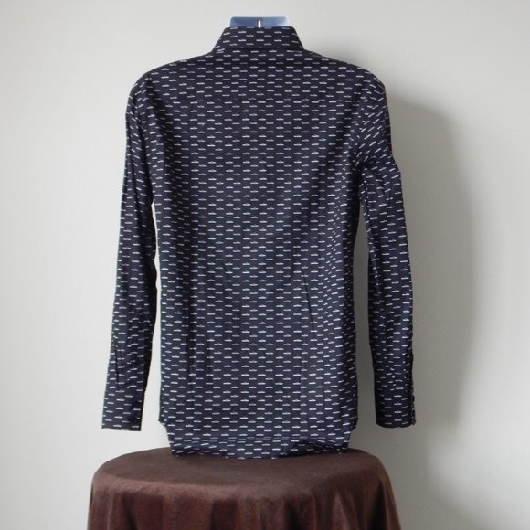 NWT BERTIGO CROWN KAPPO Semi Fitted Button Up Print Graphic SHIRT Black - Picture 4 of 4